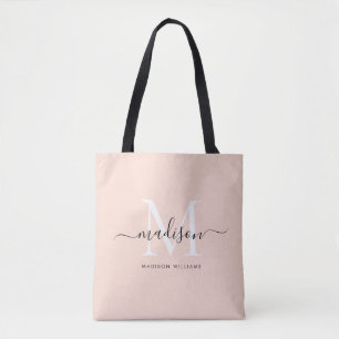Trendy Black Gold Monogram Initial Script Name Tot Tote Bag