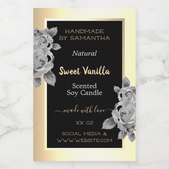 Trendy Black Gold Product Labels Candles Beauty & (Single Label)