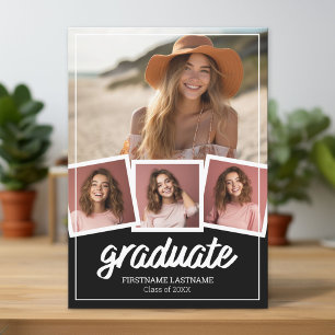 Trendy Black Graduation Party 4 Photos Invitation