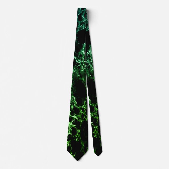 Trendy Black & Green Neon Marble Stone - Unique Tie (Front)