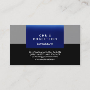 Trendy Black Grey Blue Stripes Business Card