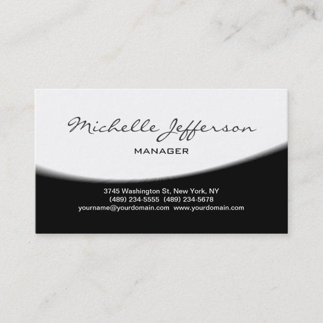 Trendy Black Grey Handwrite Script Business Card (Front)