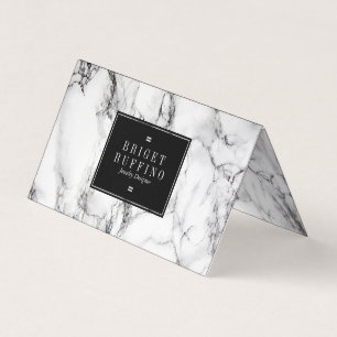 Trendy Black & Grey Marble Jewellery Designer Business Card