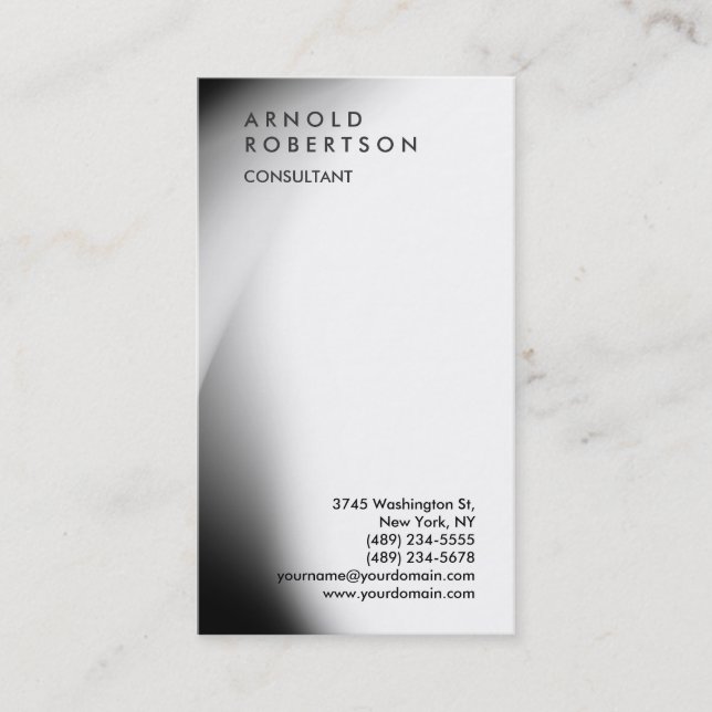 Trendy Black Grey White Monogram Business Card (Front)