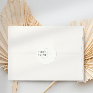 Trendy Black & Ivory Script Wedding  Classic Round Sticker