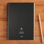 Trendy Black Leather Modern Monogram Weekly Planner<br><div class="desc">Trendy simple weekly planner featuring a modern monogram over a leather texture image cover. Modern rounded sans serif typography gives an elegant casual feel. Planner includes monthly overviews and weekly planning sheets.</div>