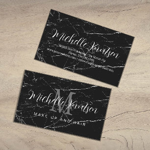 Trendy Black Marble Makeup Artist Hair Salon  Business Card