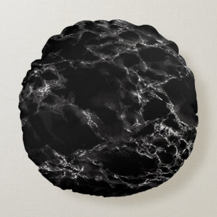 Trendy Black Marble Stone Round Cushion