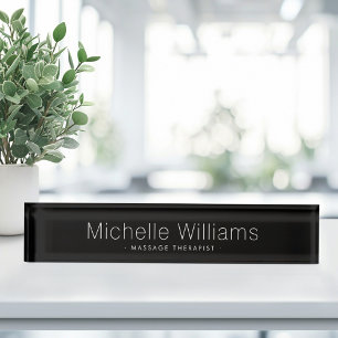 Trendy black modern minimal nameplate