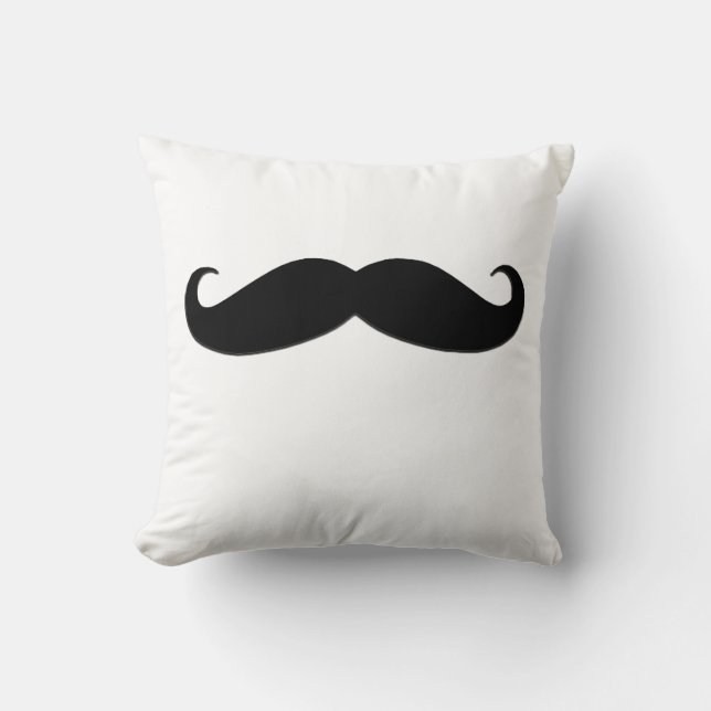 Trendy Black Moustache American MoJo Pillow (Front)