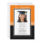 Trendy Black & Orange Photo Graduation Invitation