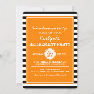 Trendy Black/Orange Stripes Party Invitation