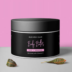 Trendy Black & Pink Bath Body Cosmetic Jar Label