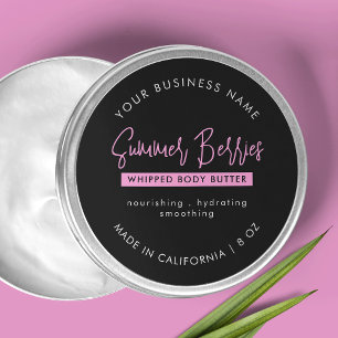 Trendy Black & Pink Body Butter Skincare Jar Lid Classic Round Sticker