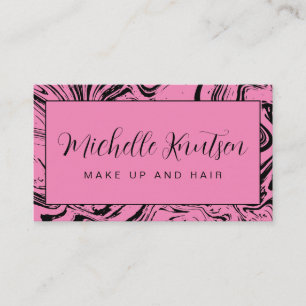Trendy Black Pink Gold Makeup Artist Hair Salon Business Card
