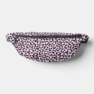 Trendy Black & Pink Leopard Fur Effect Rpt Pattern Bum Bags