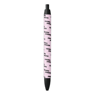Trendy Black Pink Monogram Script Name Pattern  Black Ink Pen