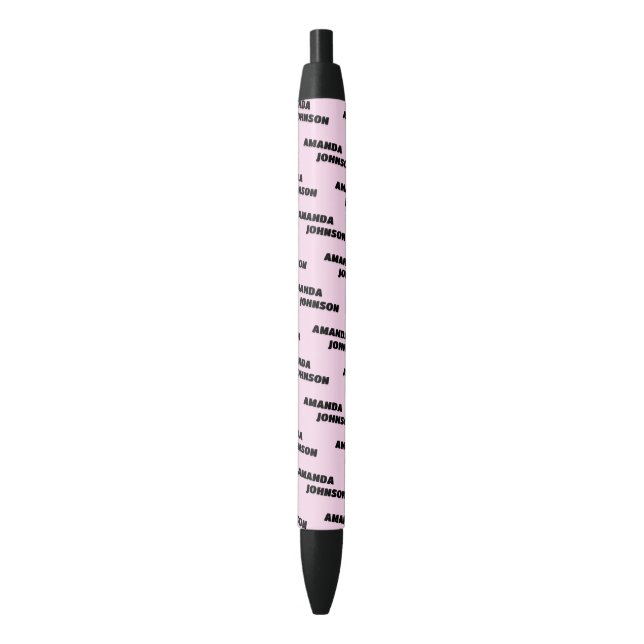 Trendy Black Pink Monogram Script Name Pattern  Black Ink Pen (Front Vertical)