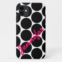 Trendy Black Polka Dot Pattern iPhone 5 Case