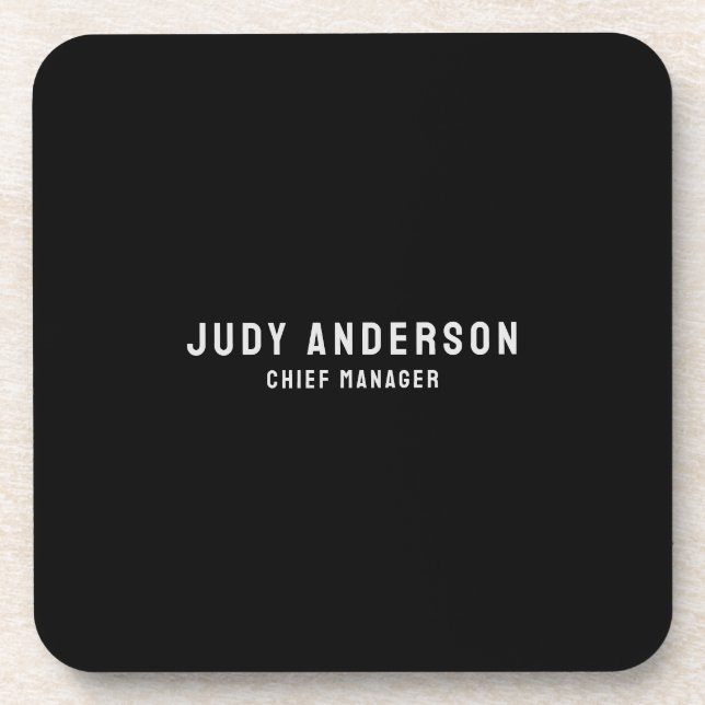 Trendy Black Professional Plain Modern Elegant Coaster (Front)