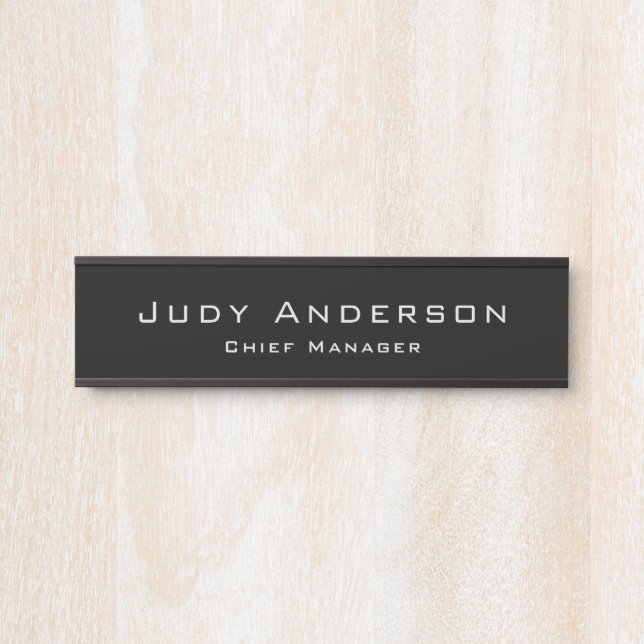 Trendy Black Professional Plain Modern Elegant Door Sign (Front)
