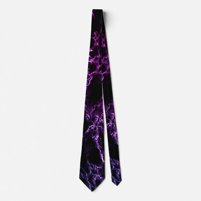 Trendy Black & Purple Neon Marble Stone - Special Tie (Front)
