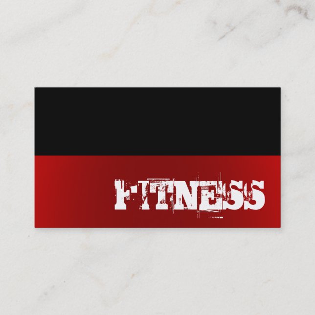 Trendy Black Red Fitness Sport Business Card (Front)