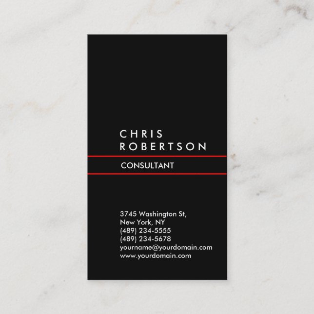 Trendy Black Red Lines Business Card (Front)