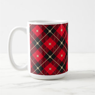 Trendy Black Red  Plaid Pattern Coffee Mug