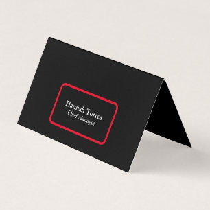 Trendy Black & Red Plain Creative Modern Business Card