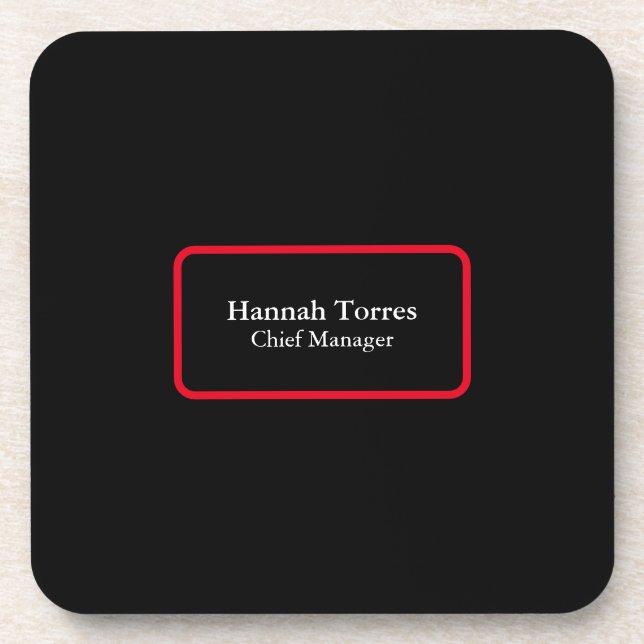 Trendy Black & Red Plain Creative Modern Coaster (Front)