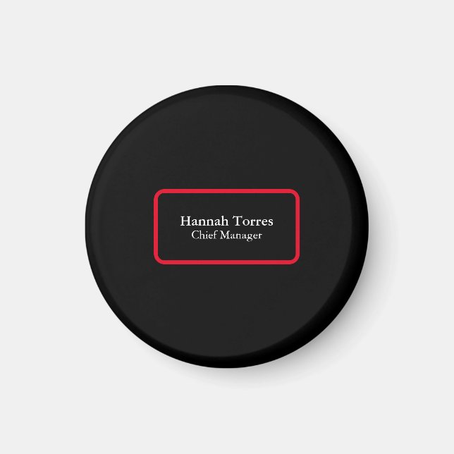 Trendy Black & Red Plain Creative Modern Magnet (Front)