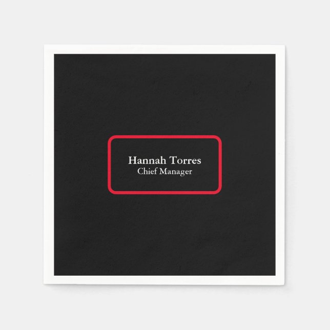 Trendy Black & Red Plain Creative Modern Napkin (Front)