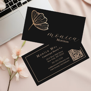 Trendy Black & Rose Gold Hairstylist Business Card
