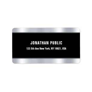 Trendy Black Silver Template Elegant Address Label