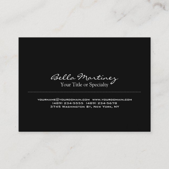 Trendy Black Special Unique Professional Business Card (Front)