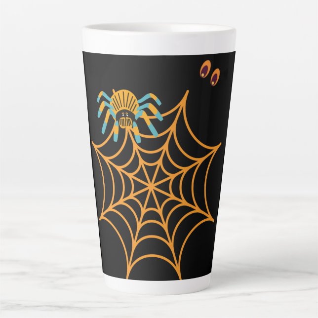 trendy black spider web latte mug (Front)