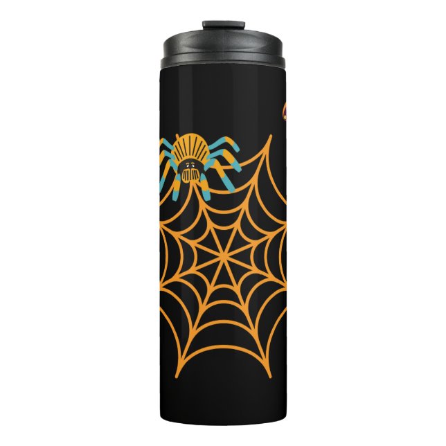 trendy black spider web thermal tumbler (Front)