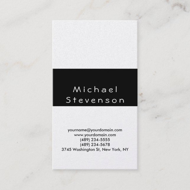 Trendy Black Stripe Simple Plain Business Card (Front)