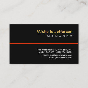 Trendy Black Stylish Manager Business Card