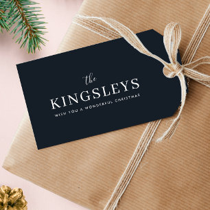 Trendy Black Stylish Modern Bold Typograhy Name Gift Tags