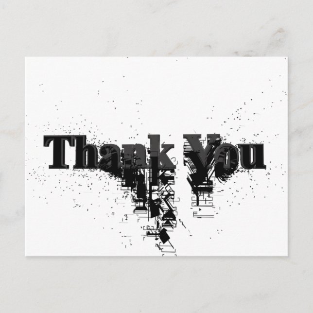 Trendy Black Thank You Postcard (Front)