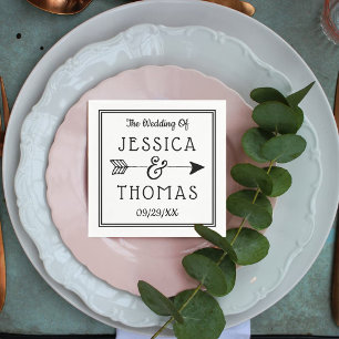 Trendy Black & White Ampersand & Arrow Wedding Napkin
