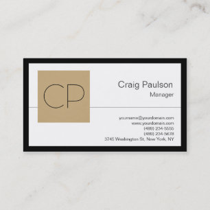 Trendy Black White Beige Monogram Business Card