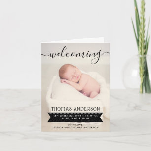 Trendy Black & White Birth Announcement
