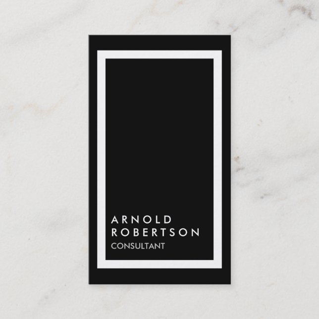 Trendy Black White Border Modern Business Card (Front)