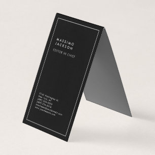 Trendy Black White Border Modern Business Card