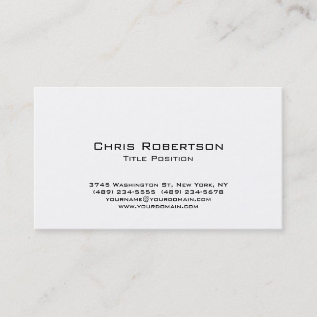 Trendy Black White Charming Business Card (Front)