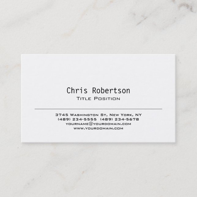 Trendy Black White Charming Business Card (Front)