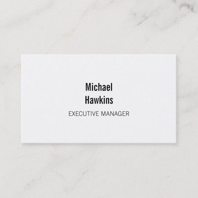Trendy Black White Contemporary Executive Manager Business Card (Front)
